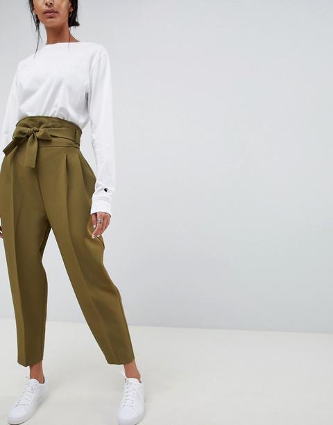 Pantalones Tapered Abombados De Talle Alto De Asos Design