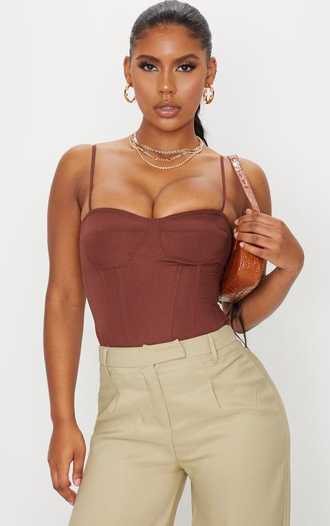Chocolate Structured Corset Top