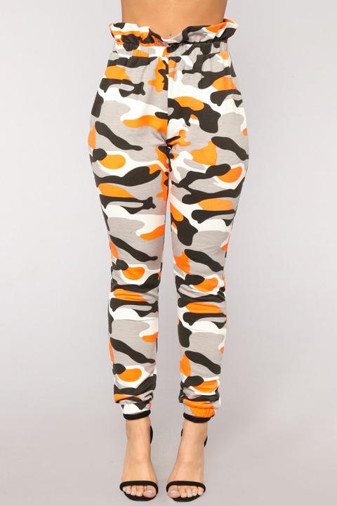 orange camo joggers