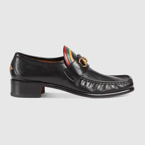 Mocasín De Piel Con Horsebit Y Arco Iris