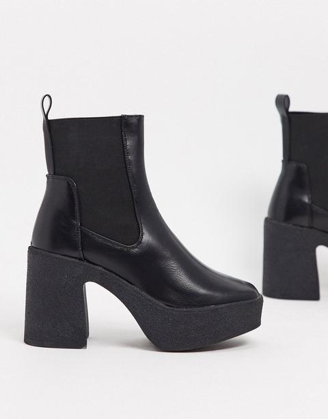 Public Desire Trooper Chunky Heeled Chelsea Boots In Black