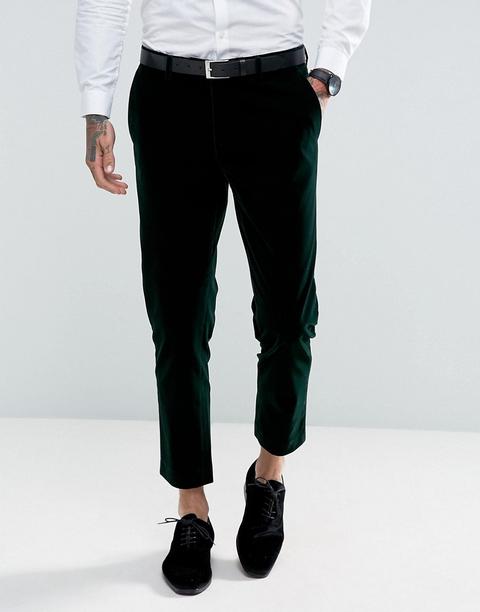 Gianni Feraud - Pantaloni Skinny Da Abito Al Polpaccio In Velluto Verde Scuro - Verde