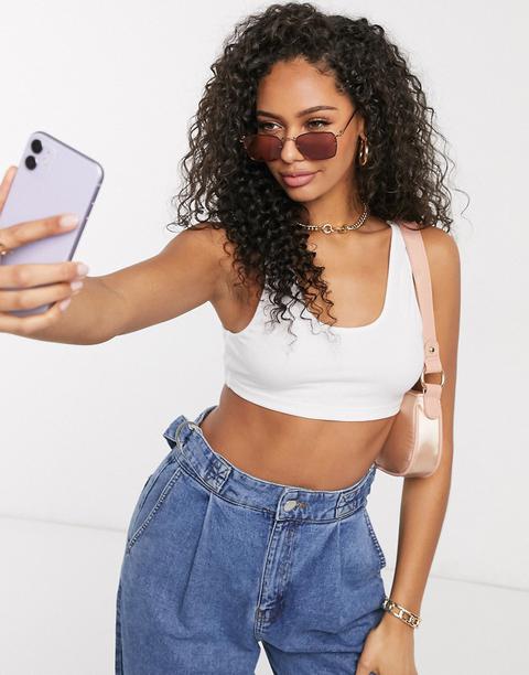 Asos Design Super Crop Bralet In White