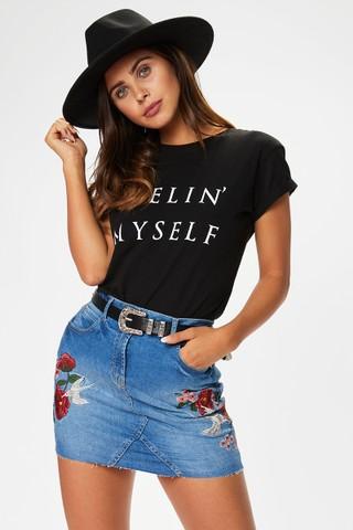 Jessie Embroidered Denim Skirt