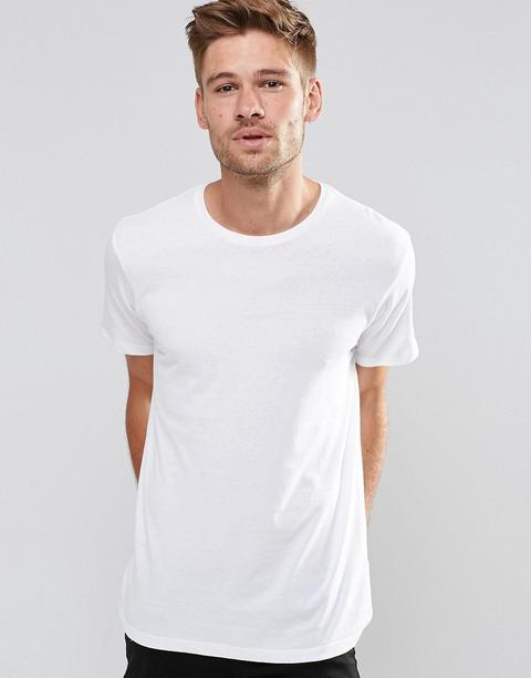 Camiseta Básica Con Cuello Redondo En Blanco De Esprit