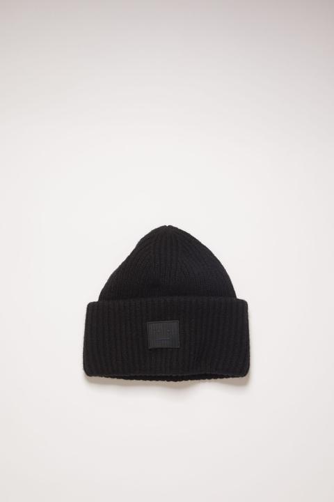 Rib Knit Beanie Hat Black