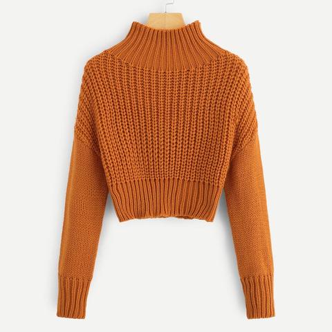 Maglione Solido Con Collo Finto