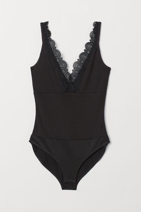 H & M - Body Con Scollo A V - Nero