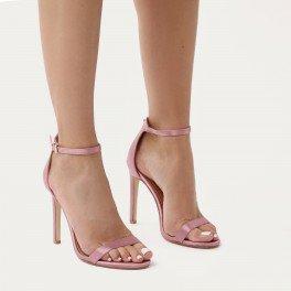 Avril Barely There Heels In Rose Pink Satin