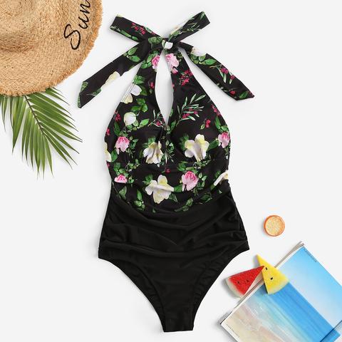Costume Da Bagno Floreale A Fiori Con Volant