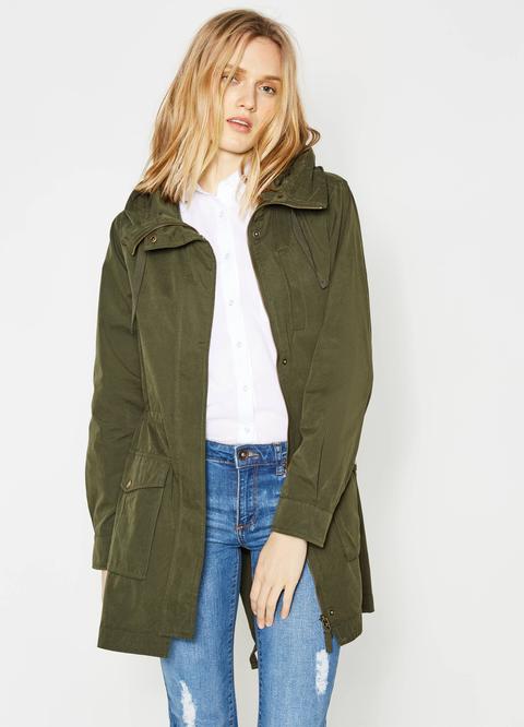Parka In Misto Cotone Con Cappuccio