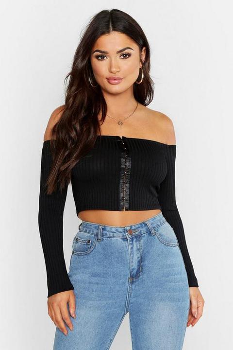 Jumbo Rib Hook + Eye Long Sleeve Crop