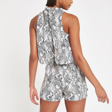 Grey snake print store playsuit