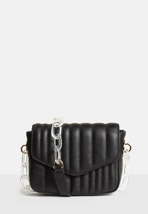 Black Clear Chain Cross Body Bag, Black
