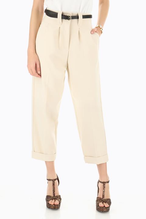 Pantaloni Cropped Con Pinces Dettaglio