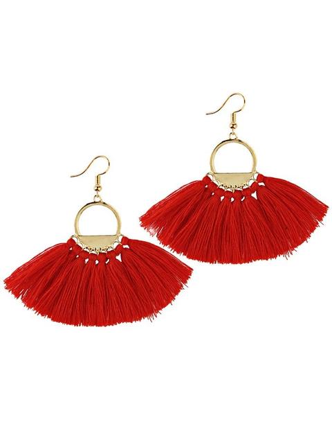 Orecchini Pendenti Con Nappa Lunga E Scavatura White Black Red