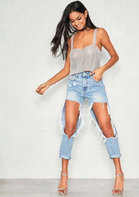 Stella Silver Chainmail Square Neck Crop Top