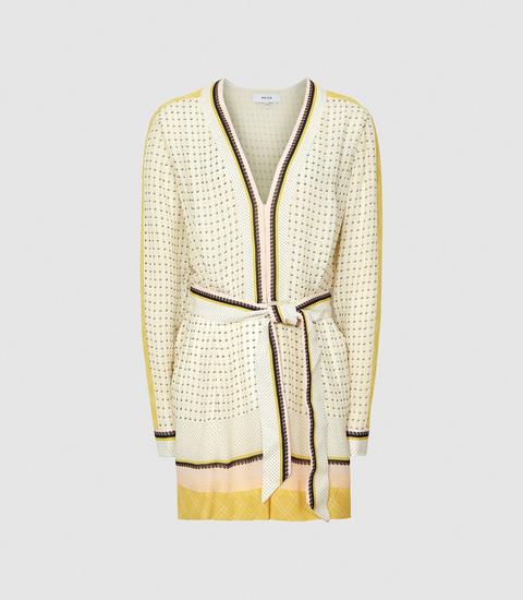 Reiss Naya - Scarf Print Playsuit In Yellow