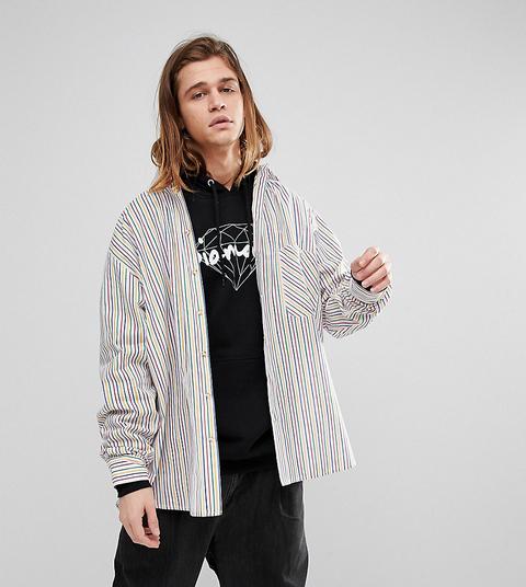 Reclaimed Vintage Inspired Oversized Shirt In Rainbow Stripe