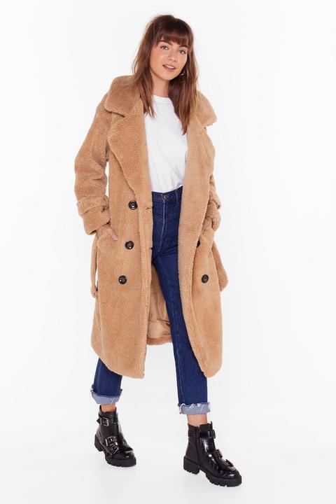 Womens Sherpa Longline Teddy Coat