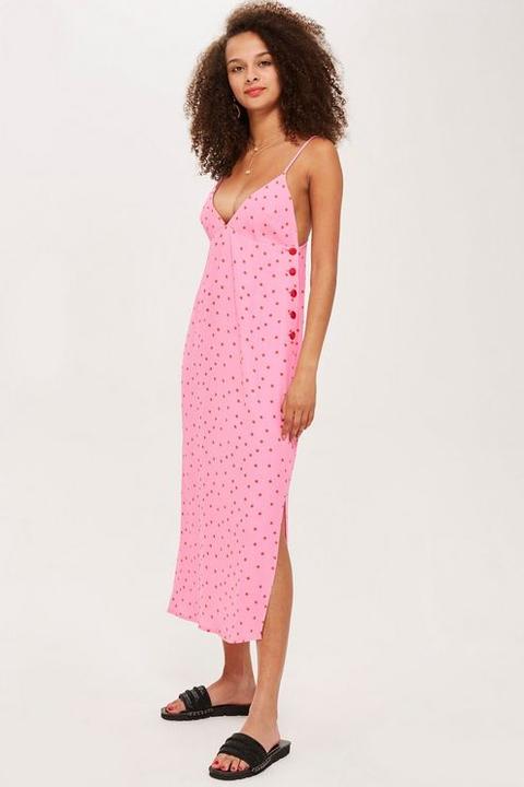 Womens Red And Pink Spot Slip Dress - Pink, Pink