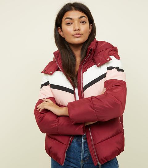 new look burgundy puffer jacket