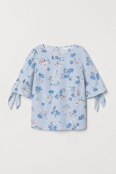 H & M - Camicetta Con Fiocchi - Blu
