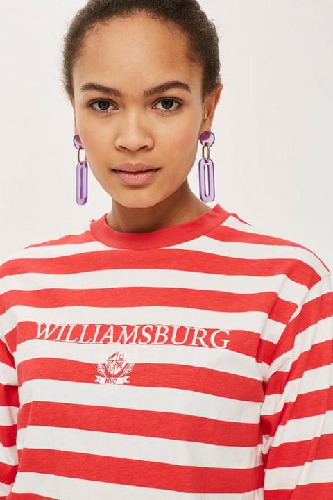 Womens Tall 'williamsburg' Striped T-shirt - Red, Red