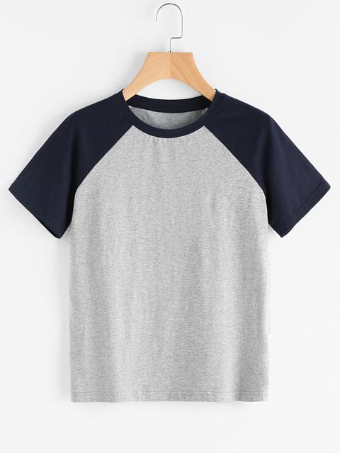 T-shirt Contrasto Con Maniche Raglan