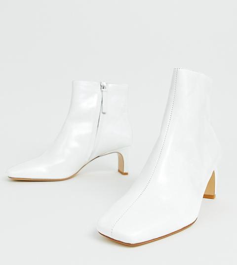 Mango Leather Ankle Boot In White - White