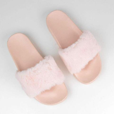 Jayla - Pink Fur Sliders