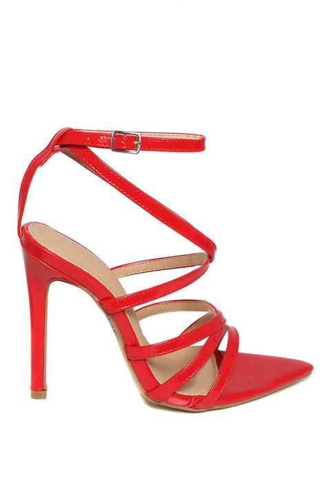 Ella Red Patent Pointed Barely There Heels