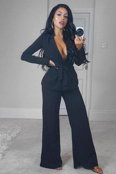 Black High Waist Flare Trousers -tisha