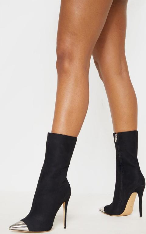 Black Metal Toe High Point Ankle Boot Black from PrettyLittleThing