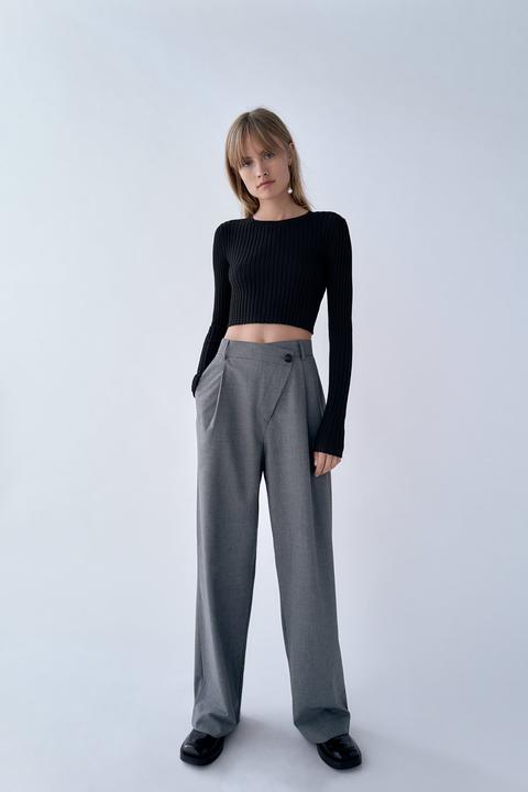 Wide-leg Asymmetric Trousers Trf