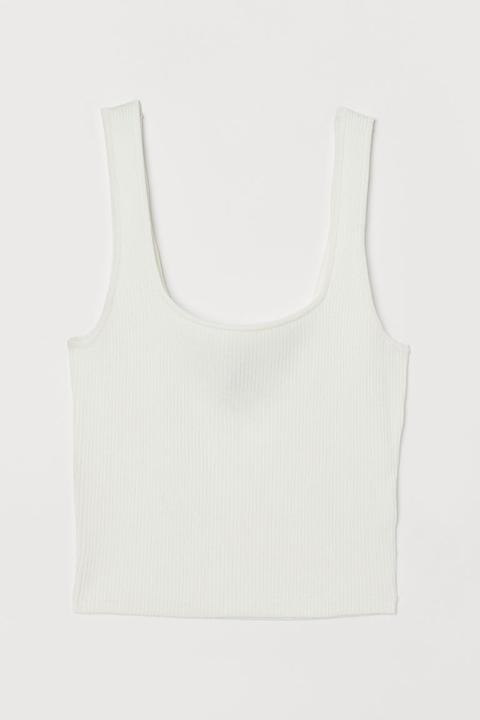 Rib-knit Vest Top - White