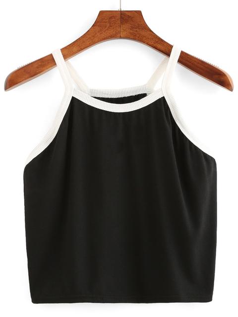 Contrast Trim Crop Cami Top