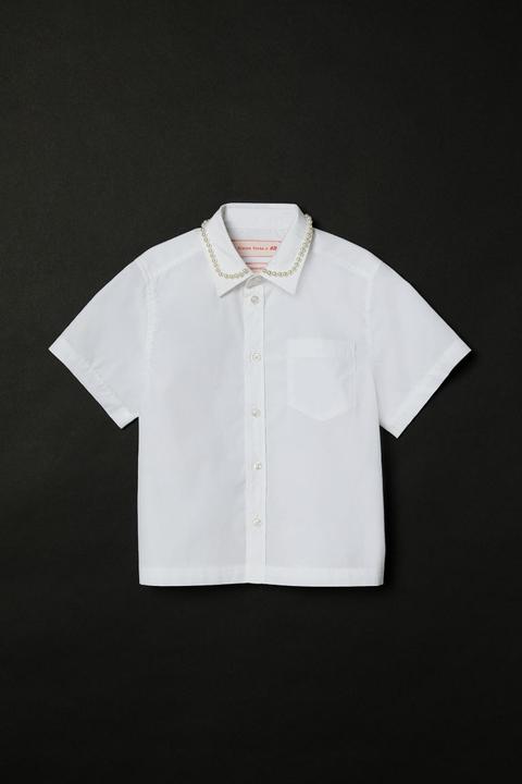 Short-sleeved Cotton Shirt - White