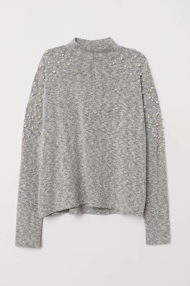 H & M - Pullover Con Perline - Grigio