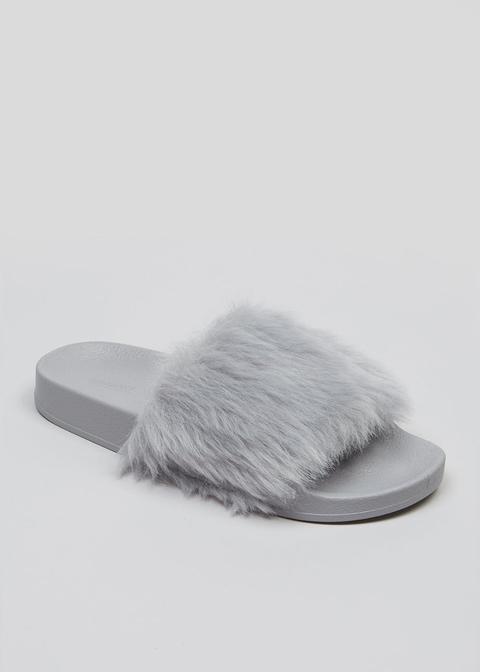 Grey Fluffy Sliders from Matalan on 21 