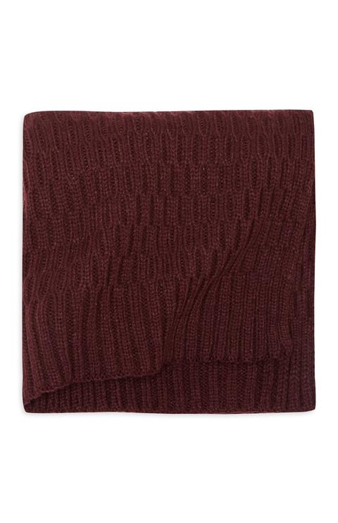 Chunky Knit Scarf In Burgundy