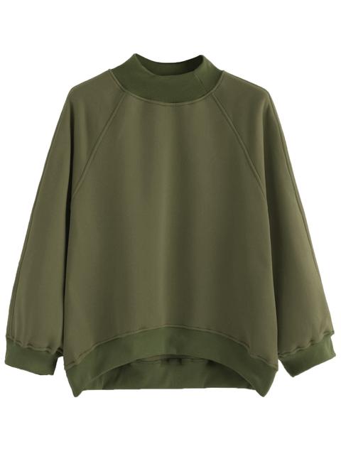 Esercito Verde Felpa Raglan Manica A Tuffo Hem