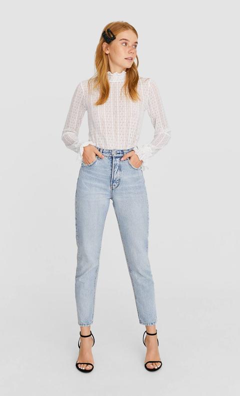 Mom-fit-jeans Helles Denim
