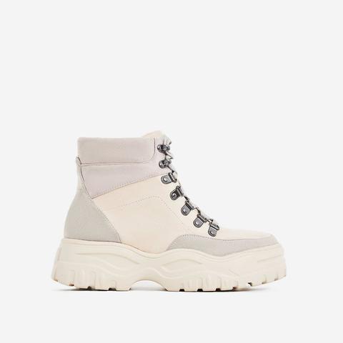off white lace up boots