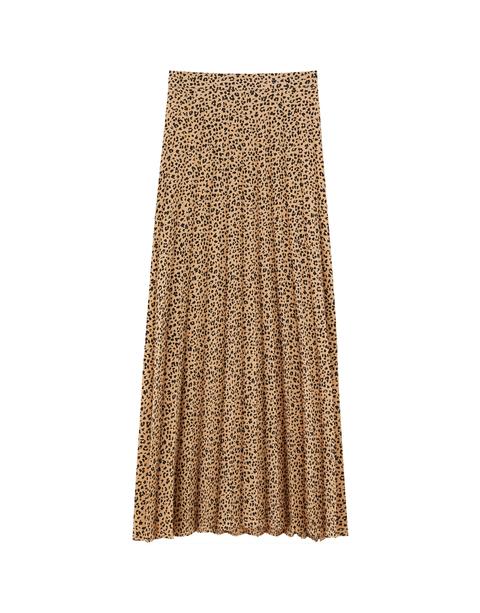 Falda Midi Animal Print Plisada