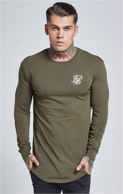 Siksilk Long Sleeve Gym Tee Khaki Men Sizes Top from SikSilk on 21 Buttons