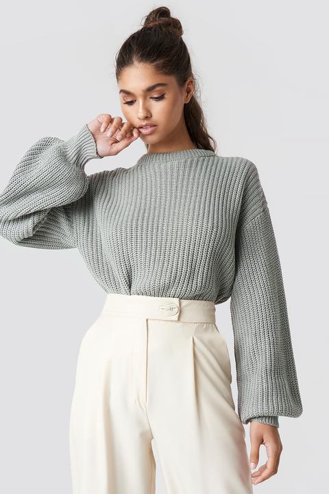 Dropped Shoulder Knitted Sweater Grey