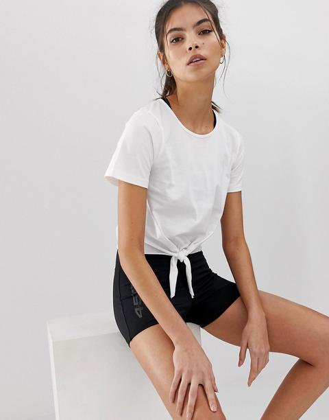 Camiseta Corta Con Nudo De Asos 4505-blanco