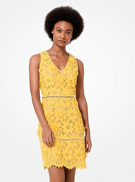 Vestido De Encaje Con Apliques Florales