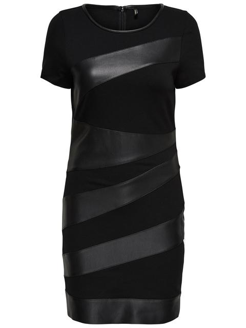 Only Kunstleder Kleid Mit Kurzen Ärmeln Damen Schwarz